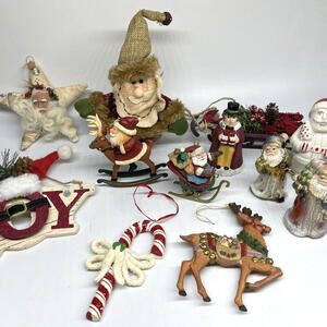 Rustic Christmas Ornaments‎ Mixed LOT of 13 Vintage